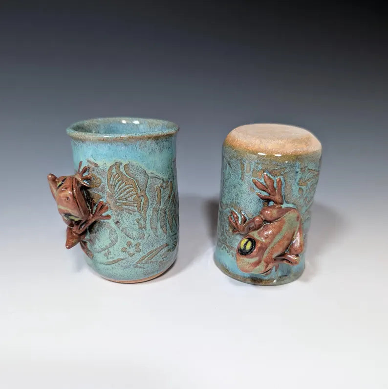 Handmade Green Frog Cup Pottery Cup