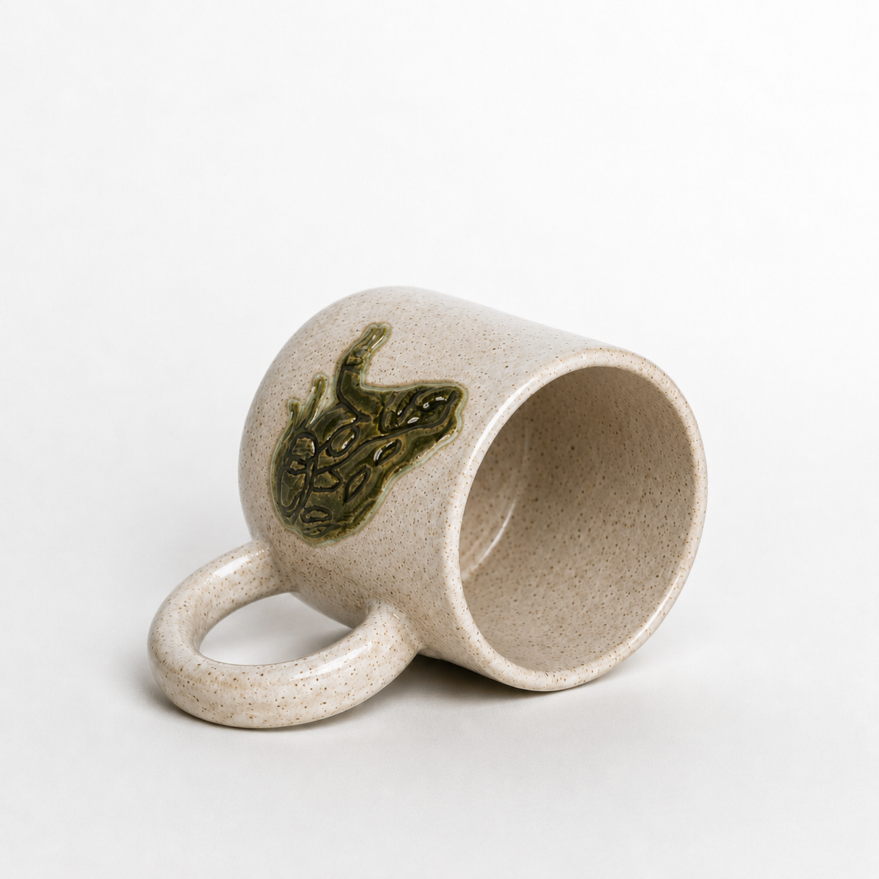 Frog Relief White Stoneware Mug