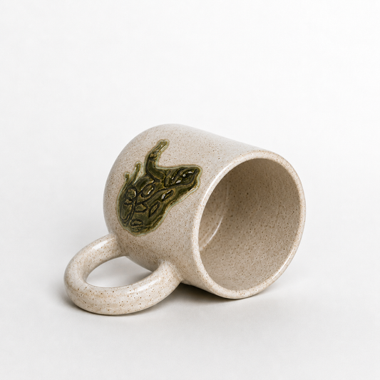 Frog Relief White Stoneware Mug