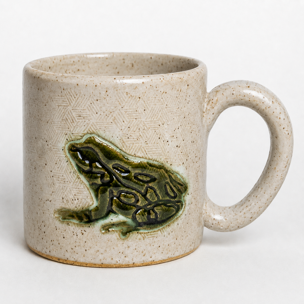 Frog Relief White Stoneware Mug
