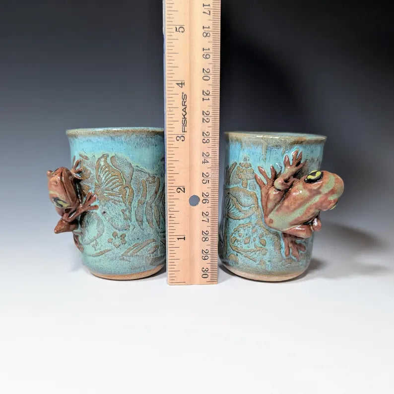Handmade Green Frog Cup Pottery Cup