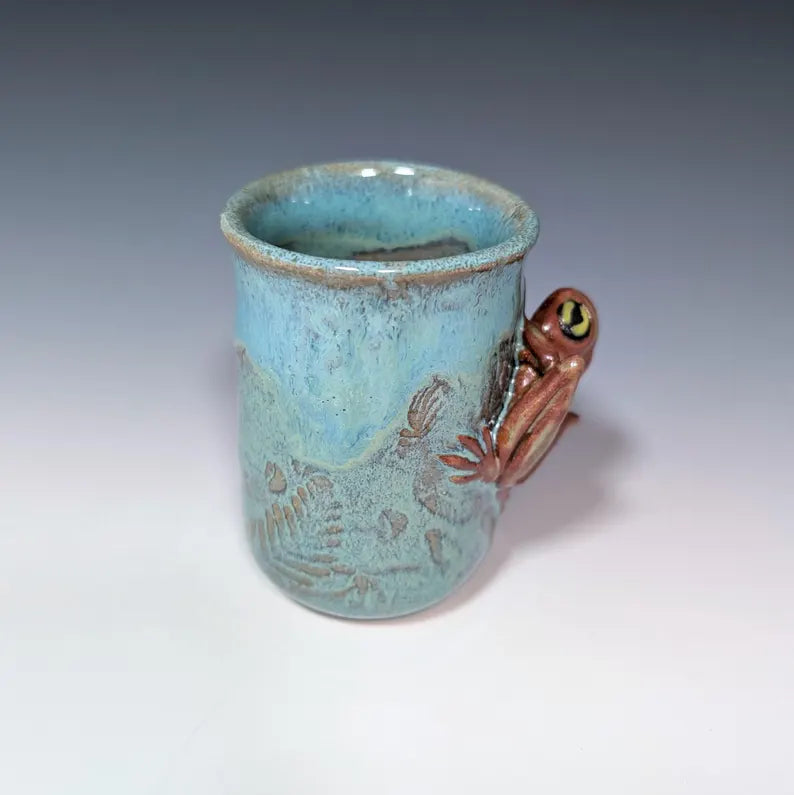 Handmade Green Frog Cup Pottery Cup