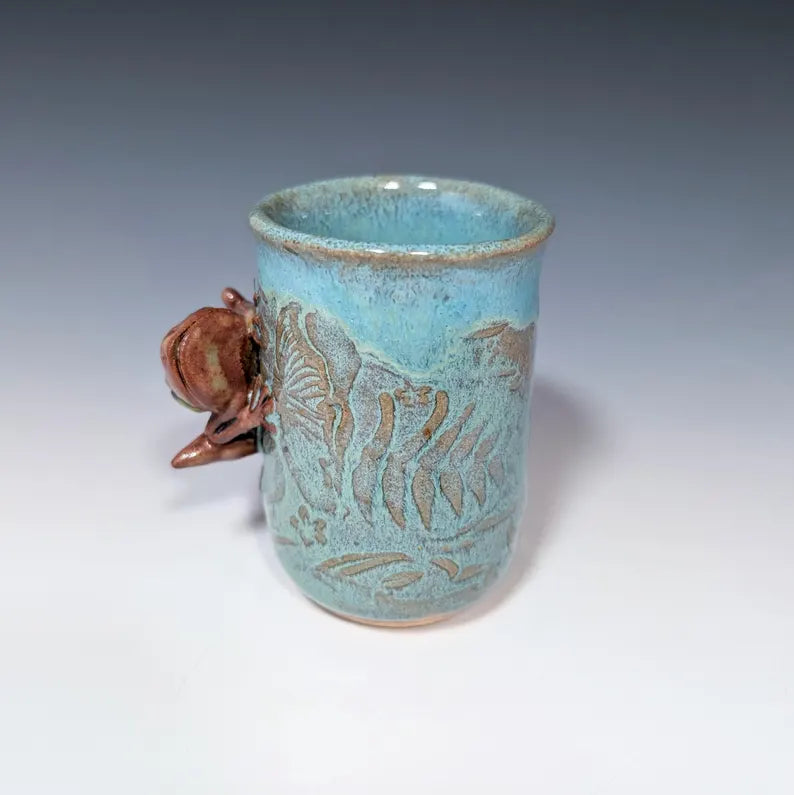 Handmade Green Frog Cup Pottery Cup