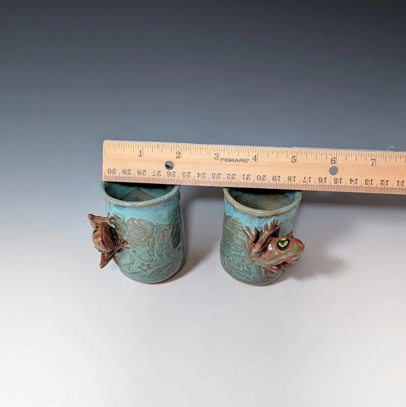 Handmade Green Frog Cup Pottery Cup