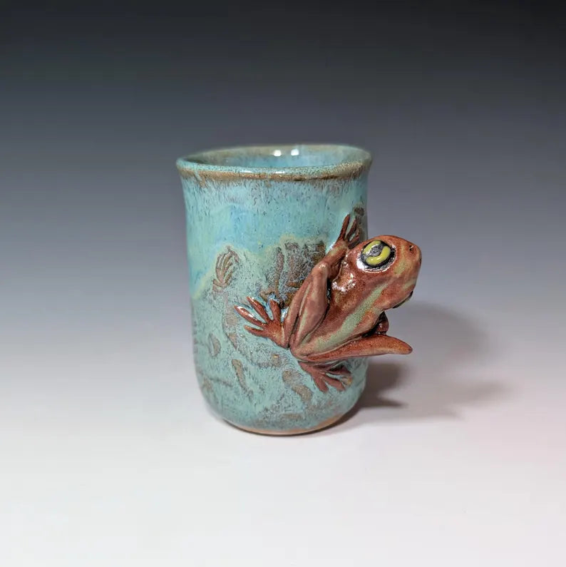 Handmade Green Frog Cup Pottery Cup